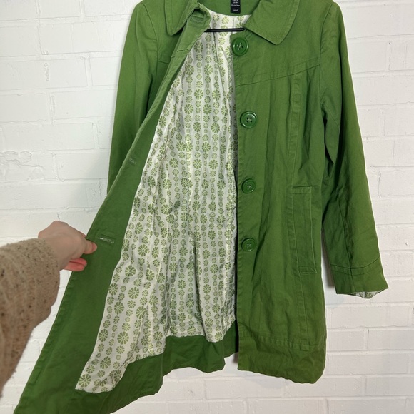 H&M Trendy Green Jacket with Floral Lining - Picture 2 of 5